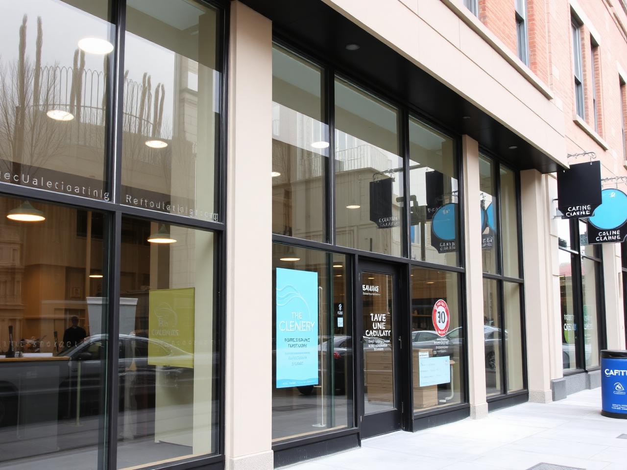 Before and after Storefront glass — Downtown CDA — professional window cleaning by Peaks Window Services in Coeur d'Alene, ID