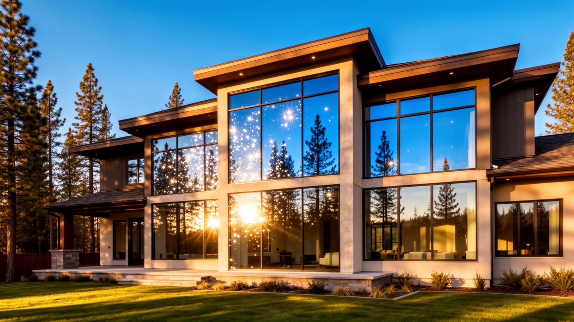 Sparkling clean windows on a modern North Idaho home